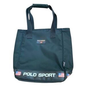 Polo by Ralph Lauren Black Polo Sport Nylon Tote with American Flag Trim